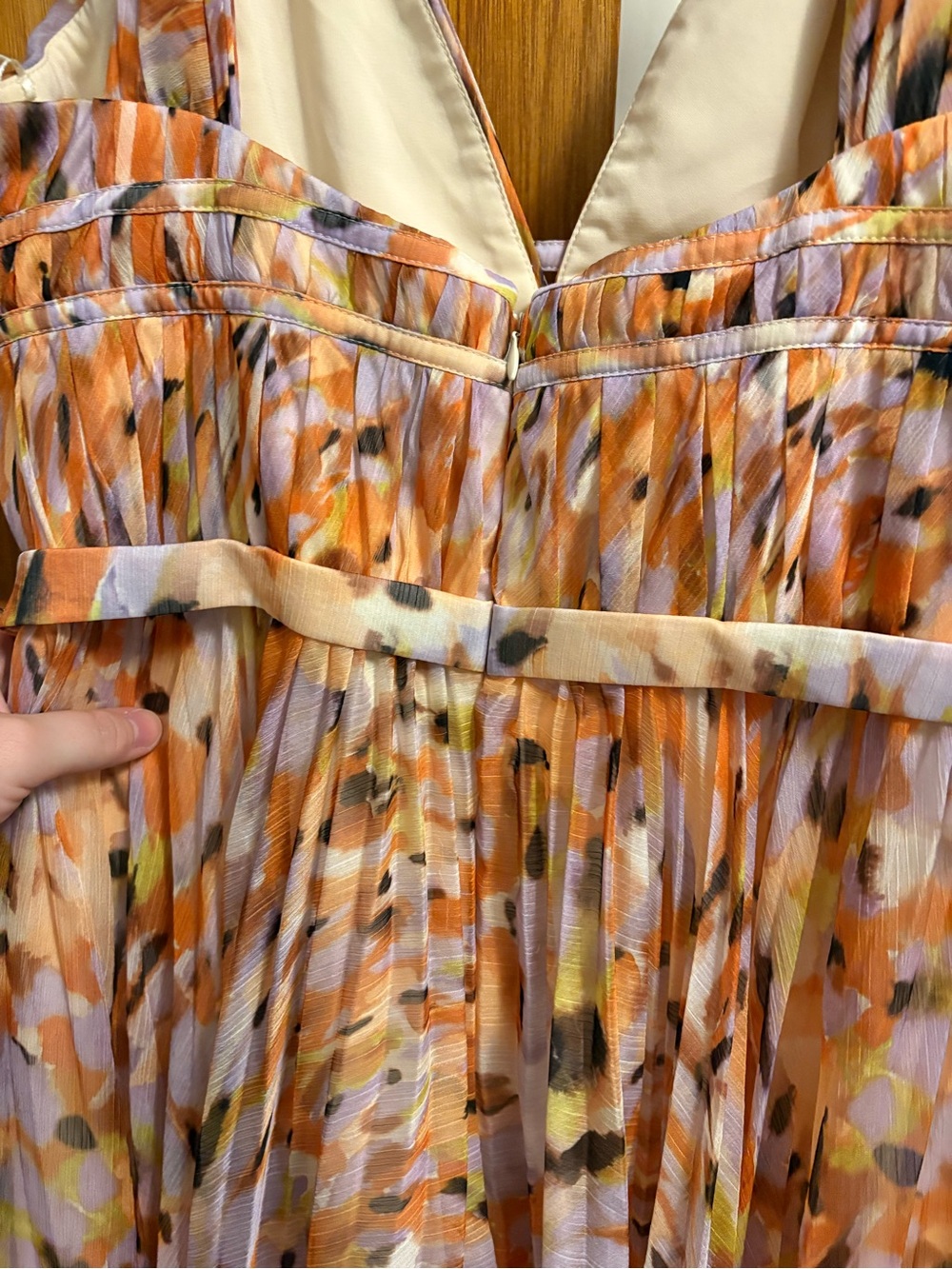 AMUR Neve Pleated Chiffon Dress in Pebble Beach - Picture 15 of 16